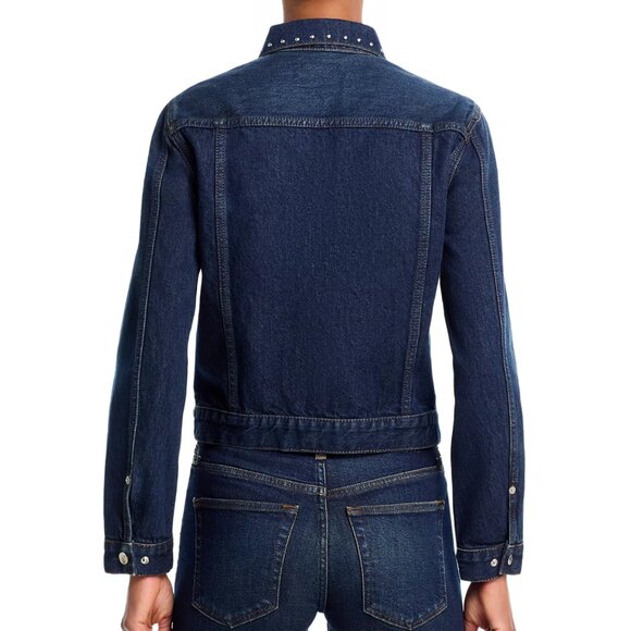 350$ RE/DONE Baby Snap Denim Trucker Jacket Long Sleeves Size XS Faded Rider - Picture 2 of 5